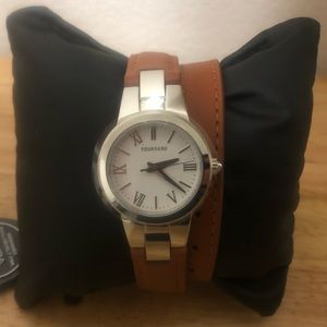 Ladies Tourneau Watch with designer leather band